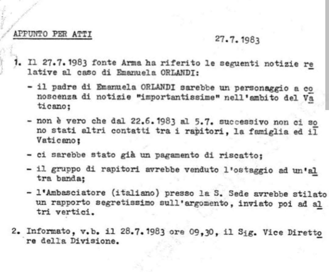 Venne pagato un riscatto per Emanuela Orlandi